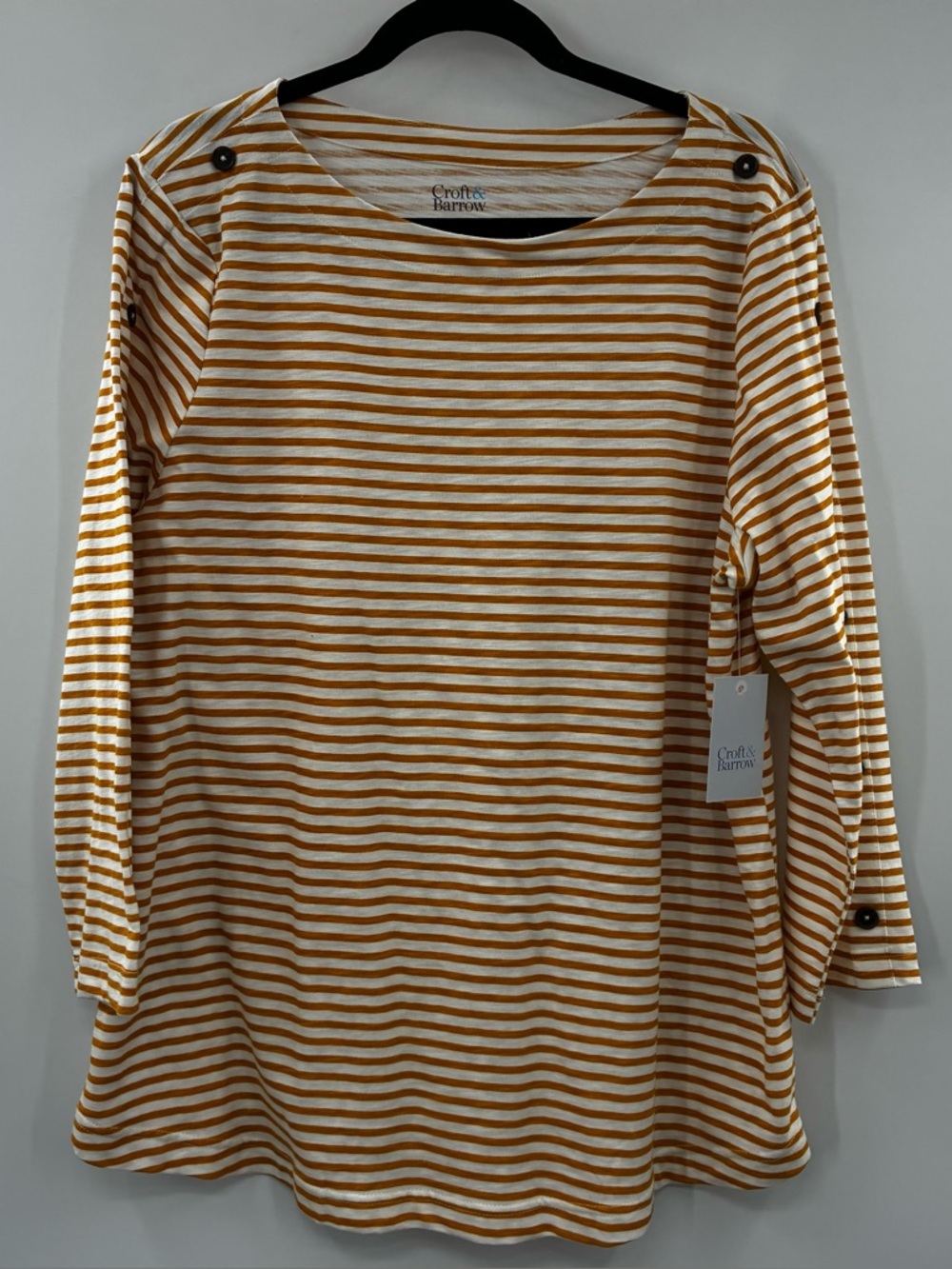 3For$20 croft & barrow White and Mustard Striped TeeNWT size XL